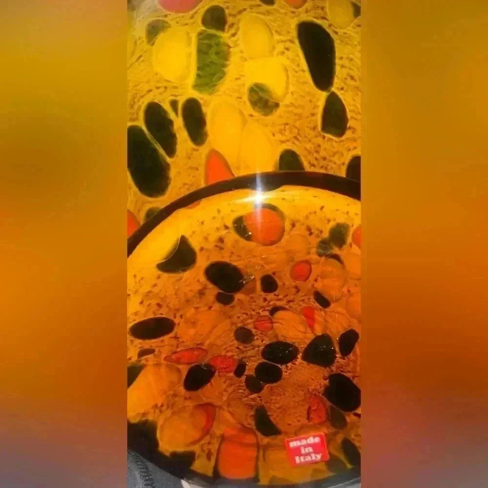 Vintage Maestri Vetrai Glass Vase Orange Confetti/Multicolored Made it Italy - Picture 3 of 5